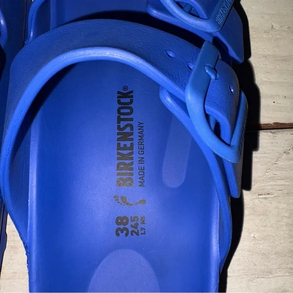 BIRKENSTOCK ESSENTIALS EVA SANDAL Blue Double Strap Size 38, Women’s 7, Men’s 5 - Picture 9 of 11